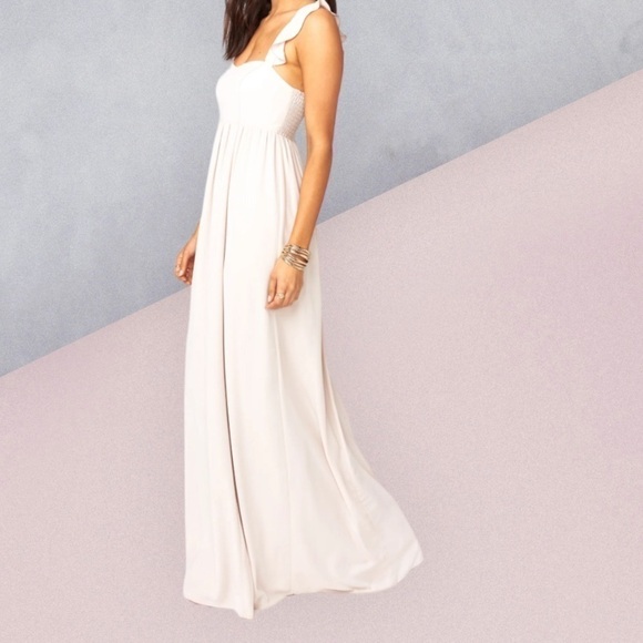 SHOW me your MUMU June Maxi Dress Cream beige bridesmaids Sz XXL - Picture 4 of 15